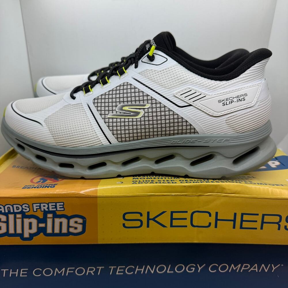 Skechers Slip Ins Go Walk Glide-Step 2.0 Sneaker Men's US 10.5 White 216663-WBK
